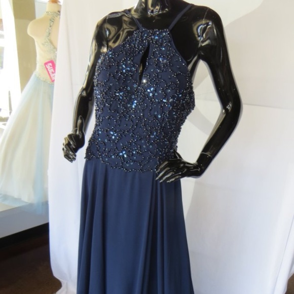 Jovani Dresses & Skirts - 50069A Jovani Beaded Prom Dress, Navy, Size 10